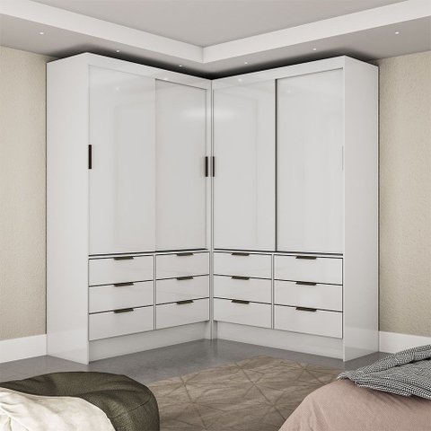 Closet Casal Duplo Sevilha 4 Portas 12 Gavetas Carioca Móveis