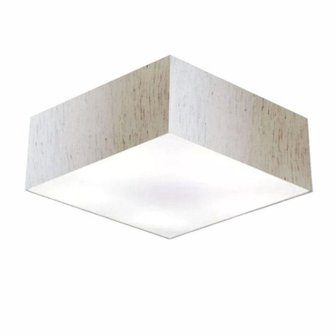 Plafon Quadrado Md-3056 Cúpula em Tecido 15/70x70cm Linho Bege - Bivolt