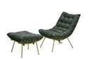 Ver imagem 2 de Poltrona Costela com Puff Adão Base Metal Dourado Veludo Verde