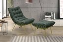 Ver imagem 3 de Poltrona Costela com Puff Adão Base Metal Dourado Veludo Verde