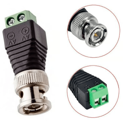 Kit 10 Conectores Bnc Macho Ballun para Câmera de Segurança