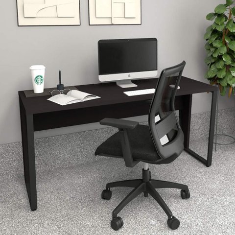 Mesa Escrivaninha Industrial 1,50m Ameixa Pre Pés Metal F5