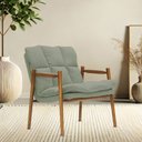Ver imagem 2 de Poltrona Hermes Base Madeira Castanho Bouclé Verde Claro - Nexta Casa Casa