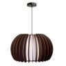 Lustre Pendente de Madeira Vazado Aletado Bari G 46x30cm Soq E27 Cor Café - 1
