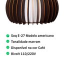 Ver imagem 4 de Lustre Pendente de Madeira Vazado Aletado Bari G 46x30cm Soq E27 Cor Café