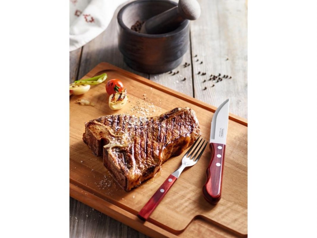 KIT 6 GARFO DE MESA POLYWOOD VERMELHO LAMINA DE ACO INOX E C - 2