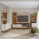 Ver imagem 2 de Home Theater Ripado para Tv até 65 Polegadas 180 Cm Cristaleira 2 e 1 Buffet 4 Portas Branco Off White Matte/Freijó
