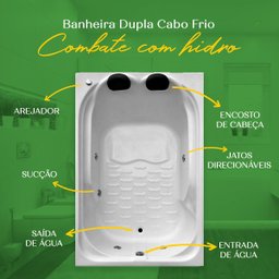 Banheira Dupla Cabo Frio Combate com Hidro em Acrílico - 1.50x1.20x0.40 - 127v - 5