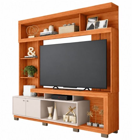 Estante Home Theater para TV até 70 Polegadas Atlanta Madeirado / Off White Caemmun
