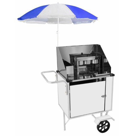 Carrinho de Cachorro Quente com Guarda Sol e Rodas Maciças Cefaz