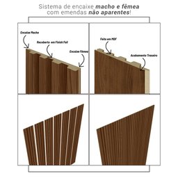 Módulo Cabeceira Atalaia Ripado Mdf 66x29cm Linea Brasil - 3 Módulo Cabeceira Atalaia Ripado Mdf 66x29cm Linea Brasil - 3