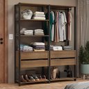 Ver imagem 1 de Guarda Roupa Closet Modulado 4 Gavetas 6 Prateleiras 140cm Valencia Rustic Preto