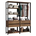 Ver imagem 2 de Guarda Roupa Closet Modulado 4 Gavetas 6 Prateleiras 140cm Valencia Rustic Preto