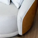 Ver imagem 7 de Kit Poltrona Ayla Giratória com Puff, Organico, Redondo, Almofadas, Linho Bege e Sintético Caramelo