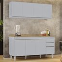 Ver imagem 2 de Armário Cozinha e Balcão com Tampo 160cm Arkansas Cinza Claro/castanho - Lumil