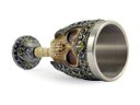 Ver imagem 5 de Taça Cálice Em Aço Inox e Resina Crânio Medieval Caveira Guerreiro Osso Rock Colecionável Coquetel C