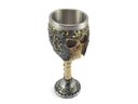 Ver imagem 1 de Taça Cálice Em Aço Inox e Resina Crânio Medieval Caveira Guerreiro Osso Rock Colecionável Coquetel C