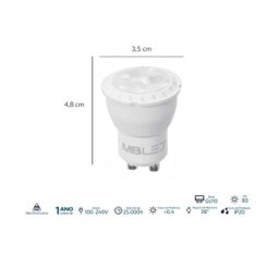 Kit Lâmpadas Led Mini Dicroica Mr11 Gu10 3w Luz Quente Mbled MBLED / Nordecor MLP5029 4 Lâmpadas - 4