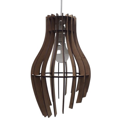 Luminária Teto tipo Pendente GARRA MDF - Completa - Cor: Marrom