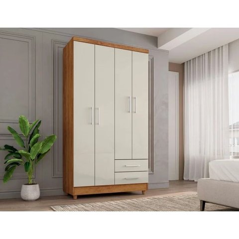 Guarda Roupa Madri Rud Rack 04 Portas Cedro Areia