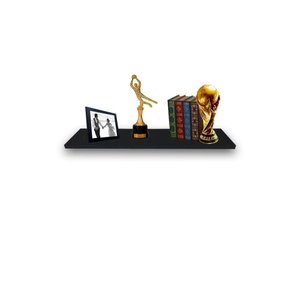 Prateleira Simples Preta 30X20 Cm Com Suporte Em Mdf