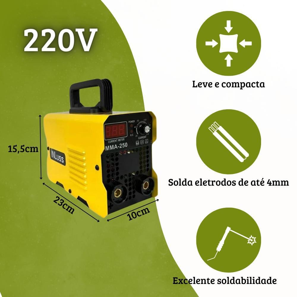 Máquina de Solda Inversora Portátil 250 Amperes 220v - 3