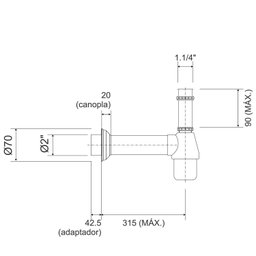 Sifão para Tanque 1.1/4" X Dn40 X 200 Mm com Adaptador Dn50 - 2
