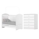Ver imagem 1 de Jogo de Quarto Infantil Cômoda e Berço Bala de Menta Branco - Henn