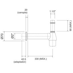 Sifão para Cozinha 1.1/2" X Dn40 X 300 Mm com Adaptador Dn50 - 2