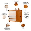 Ver imagem 6 de Cômoda Sapateira 1 Porta 5 Gavetas 125cm Duetto Cinamomo Off White Albatroz