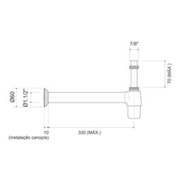 Sifão para Lavatório 7/8" X Dn40 X 300 Mm - 2