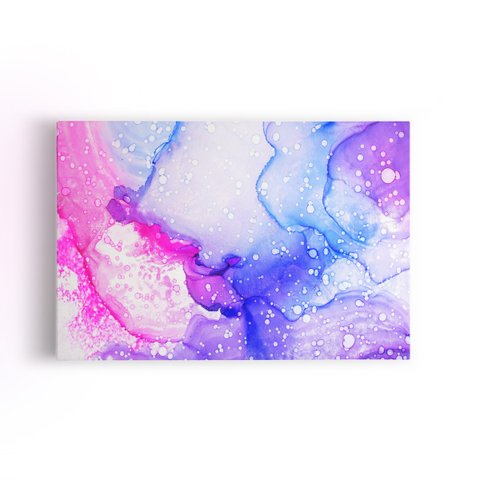 Tons de Rosa e Roxo Abstrato Tinta Quadro Canvas 60x40cm