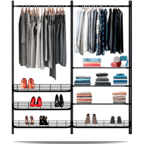 Guarda Roupa Closet Aramado Aberto Armário Modulado Roupeiro 1,90m - Preto