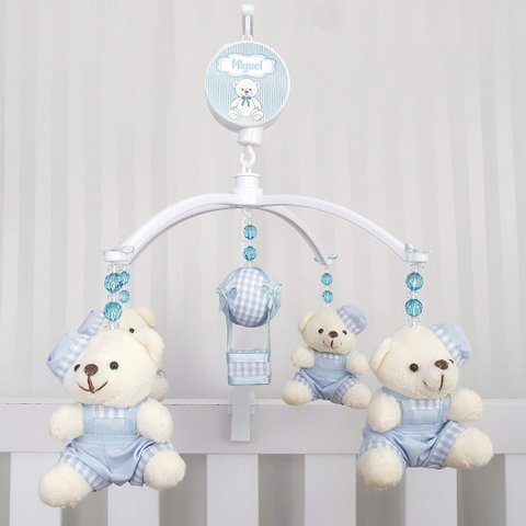 Mobile para Berço Musical Giratório Boina Balão Azul