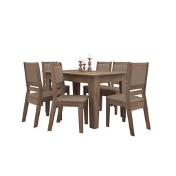 CONJUNTO SALA DE JANTAR GENEBRA 1,35 COM 6 CADEIRAS AMÊN 73B - 2