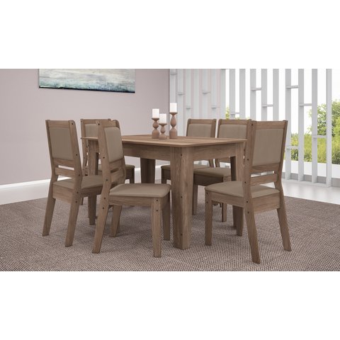 CONJUNTO SALA DE JANTAR GENEBRA 1,35 COM 6 CADEIRAS AMÊN 73B