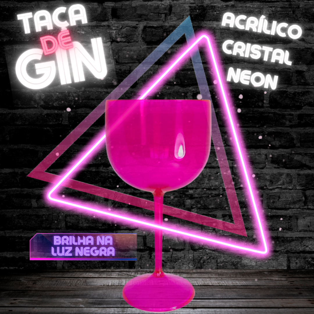 8 Taças De Gin Acrílico Neon 550 ML: Laranja Neon - 1