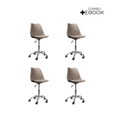 Ver imagem 2 de Cadeira Office Base Cromada Oficial com Rodízio Giratória Saarinen - Bege - 4
