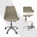 Ver mais imagens de Cadeira Office Base Cromada Oficial com Rodízio Giratória Saarinen - Bege - 4
