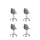 Ver imagem 1 de Cadeira Office Base Cromada Oficial com Rodízio Giratória Saarinen - Bege - 4