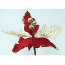 Ver imagem 3 de Kit 20 Flor Artificial Decoração Brilho Vermelho Gliter 15cm