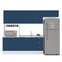 Ver imagem 3 de Cozinha Pérola com Rodapé 4 Peças Paneleiro/Torre Quente Aéreo 3 Portas Balcão 120 e Basculante Yescasa Azul/Branco