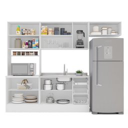 Cozinha Pérola com Rodapé 4 Peças Paneleiro/torre Quente Aéreo 3 Portas Balcão 120 e Basculante Yesc - 7