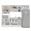 Ver imagem 7 de Cozinha Pérola com Rodapé 4 Peças Paneleiro/Torre Quente Aéreo 3 Portas Balcão 120 e Basculante Yescasa Azul/Branco