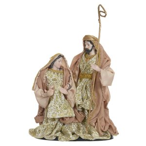 Resina Natal Sagrada Família Dourado 25cm