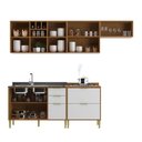 Ver imagem 3 de Cozinha Compacta Domus 6 Portas 5 Gavetas Nogal/branco - Hecol Móveis