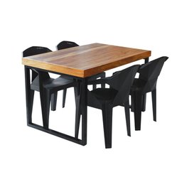 Conjunto Mesa Industrial Bernardo 1,50 Ferragem Preta com 4 Cadeiras New Alegra Preta - 1
