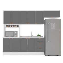 Cozinha Pérola com Rodapé 4 Peças Paneleiro/torre Quente Aéreo 3 Portas Balcão 120 e Basculante Yesc - 3