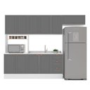 Ver imagem 3 de Cozinha Pérola com Rodapé 4 Peças Paneleiro/Torre Quente Aéreo 3 Portas Balcão 120 e Basculante Yescasa Cinza/Branco