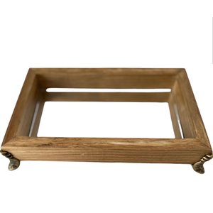 Bandeja Espelhada de Madeira Envernizada - Retangular Luxo para Lavabo / Bar / Sala